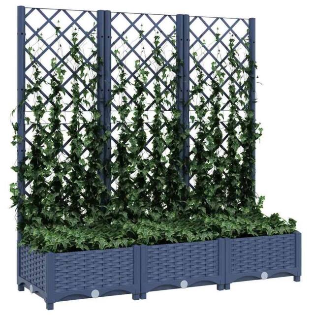 Berkfield Home Garden Planter with Trellis Dark Grey 120x40x121.5 cm PP - image 1