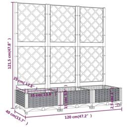 Berkfield Home Garden Planter with Trellis Dark Grey 120x40x121.5 cm PP - thumbnail 8