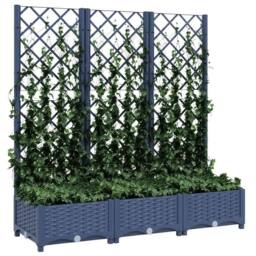 Berkfield Home Garden Planter with Trellis Dark Grey 120x40x121.5 cm PP - thumbnail 1