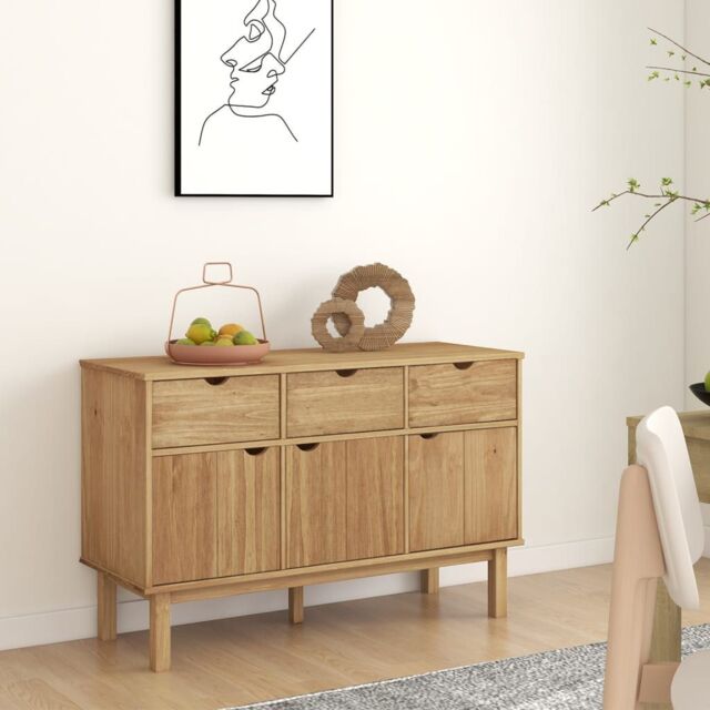 Berkfield Home Sideboard OTTA 114x43x73.5 cm Solid Wood Pine in Brown - image 1