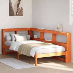 Berkfield Home Decorative Bookcase Bed without Mattress Wax Brown 90x200 cm Soli - thumbnail 2