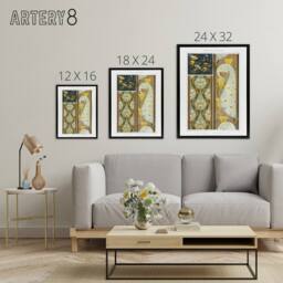 "Artery8 Peacock Jellyfish Lily Nouveau Framed Canvas Wall Art Print Verneuil in Brown - Size: W12"" x H16""" - thumbnail 4