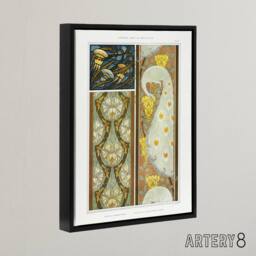 "Artery8 Peacock Jellyfish Lily Nouveau Framed Canvas Wall Art Print Verneuil in Brown - Size: W12"" x H16""" - thumbnail 2