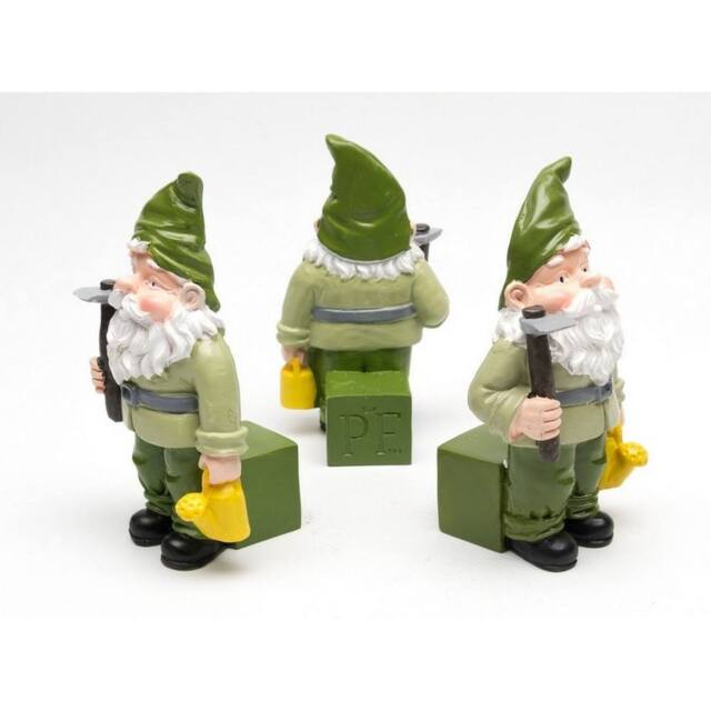 Jardinopia Standing Gnome With Watering Can Plant Pot Feet - Set of 3 in Green - image 1
