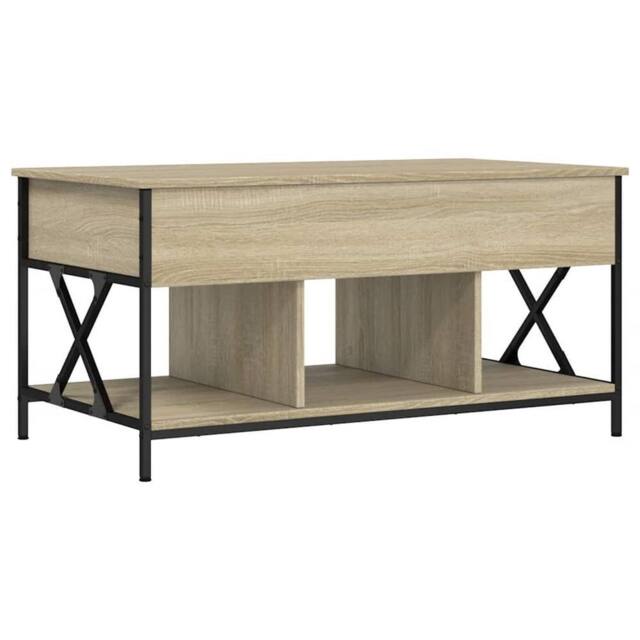 Berkfield Home Coffee Table Sonoma Oak 100x55x50 cm Engineered Wood & Metal in Light Tan - Size: 100 x 55 x 50 cm - image 1