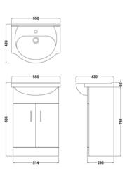 Balterley Floor Standing Bathroom Vanity & Round Basin Unit 550mm, Dark Grey - thumbnail 2