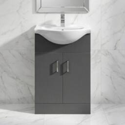 Balterley Floor Standing Bathroom Vanity & Round Basin Unit 550mm, Dark Grey - thumbnail 3