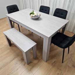 KOSY KOALA Modern Grey Rectangle Dining Table Set With 4 Black Velvet Chairs & 1 Bench Dining Room Furniture in Brown - thumbnail 7