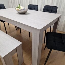 KOSY KOALA Modern Grey Rectangle Dining Table Set With 4 Black Velvet Chairs & 1 Bench Dining Room Furniture in Brown - thumbnail 4