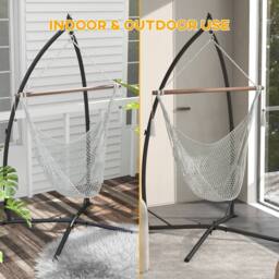 Matteo Hammock Chair Stand - Heavy Duty Metal Frame - Black (Indoor/Outdoor) - thumbnail 5