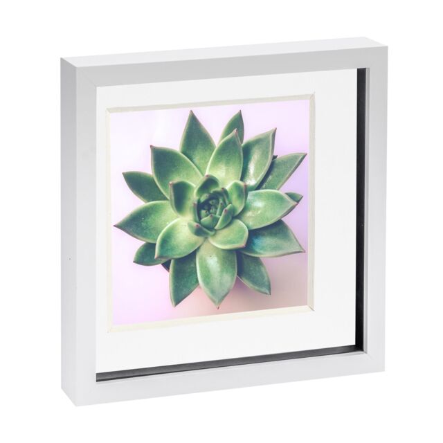 "Nicola Spring 3D Box Photo Frame - 10 x 10"" with 8 x 8"" Mount - Ivory Mount in White" - image 1