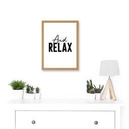 Artery8 And Relax Typography Artwork Framed Wall Art Print A4 in Light Oak - thumbnail 2