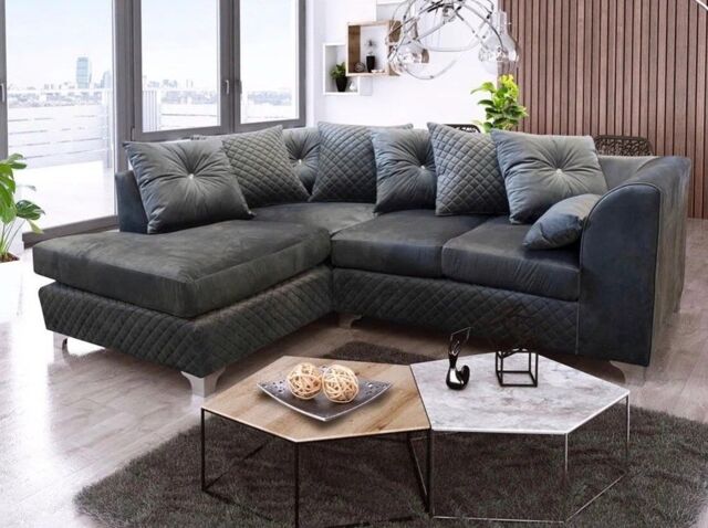 Snugg Furniture UK Limited (Left Hand) Stork Plush Velvet Sofa in Grey - image 1