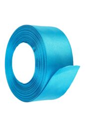 Neel Blue Double Sided Satin Polyester Ribbon Roll, 40mm x 25 Metres in Turquoise - thumbnail 3