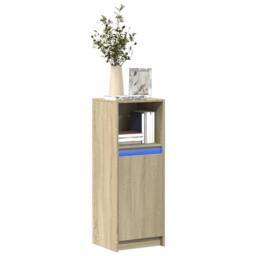 Berkfield Home Sideboard with LED Sonoma Oak 38x34x100 cm Engineered Wood in Light Tan - Size: 38 x 34 x 100 cm - thumbnail 2