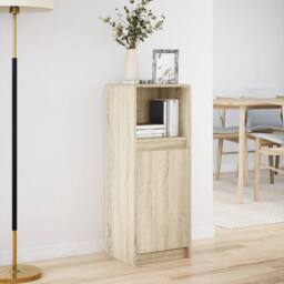Berkfield Home Sideboard with LED Sonoma Oak 38x34x100 cm Engineered Wood in Light Tan - Size: 38 x 34 x 100 cm - thumbnail 4