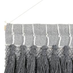 Wyld and Coco Grey Handwoven Cotton Wall Hanging Dark Tassels Boho Modern Living - thumbnail 5