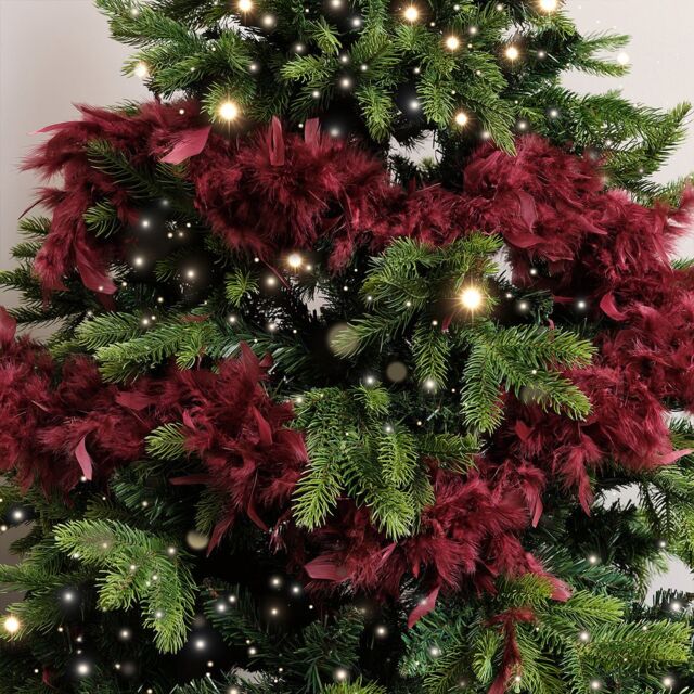 Melody Maison Large Oxblood Red Feather Boa Christmas Garland - 182cm (1.82m / 71.6') in Dark Red - image 1