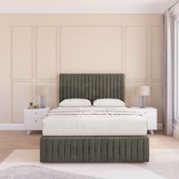 "Sloomy Madison Dumfries Bed Set, No Drawers Mattress & 26"" Headboard in Dark Grey - Size: Double" - thumbnail 1