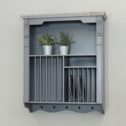 Melody Maison Grey Wall Mounted Wooden Plate Rack - thumbnail 2