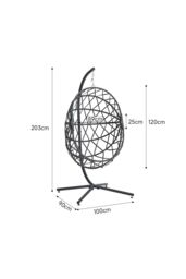 H&O Direct Outdoor Woven Hanging Chair with Stand & Cushion in Dark Grey - thumbnail 6