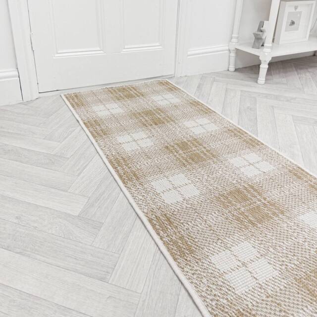 runrug Carpet Runner Rug - Indoor/Outdoor, Reversible, 2mm - 'Plaid' in Brown - Size: 60 cm x 390 cm - image 1