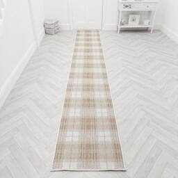 runrug Carpet Runner Rug - Indoor/Outdoor, Reversible, 2mm - 'Plaid' in Brown - Size: 60 cm x 390 cm - thumbnail 7
