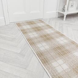 runrug Carpet Runner Rug - Indoor/Outdoor, Reversible, 2mm - 'Plaid' in Brown - Size: 60 cm x 390 cm