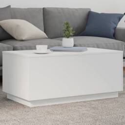 Berkfield Home Modern Coffee Table with LED Lights White 90x50x40 cm - Size: 90 x 50 x 40 cm - thumbnail 2