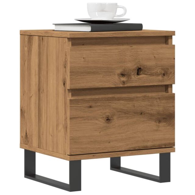 Berkfield Home Bedside Cabinets 2 pcs Artisan Oak 40x35x50 cm Engineered Wood in Brown - Size: 40 x 35 x 50 cm - image 1