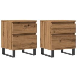 Berkfield Home Bedside Cabinets 2 pcs Artisan Oak 40x35x50 cm Engineered Wood in Brown - Size: 40 x 35 x 50 cm - thumbnail 2