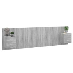 Berkfield Home Bed Headboard with Cabinets Grey Sonoma Engineered Wood - thumbnail 3