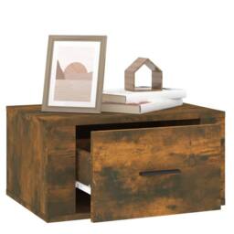 Berkfield Home Elegant Wall-mounted Bedside Cabinets 2 pcs Smoked Oak 50x36x25 cm in Brown - Size: 50 x 36 x 25 cm - thumbnail 5