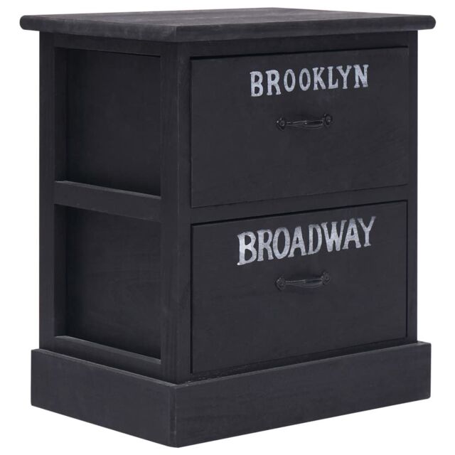 Berkfield Home Nightstand Black 38x28x45 cm Paulownia Wood - Size: 38 x 28 x 45 cm - image 1