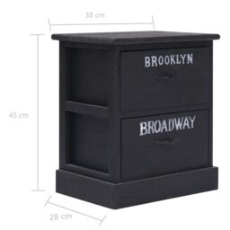 Berkfield Home Nightstand Black 38x28x45 cm Paulownia Wood - Size: 38 x 28 x 45 cm - thumbnail 6