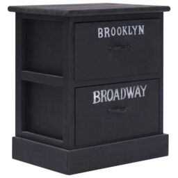 Berkfield Home Nightstand Black 38x28x45 cm Paulownia Wood - Size: 38 x 28 x 45 cm - thumbnail 1