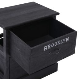 Berkfield Home Nightstand Black 38x28x45 cm Paulownia Wood - Size: 38 x 28 x 45 cm - thumbnail 5