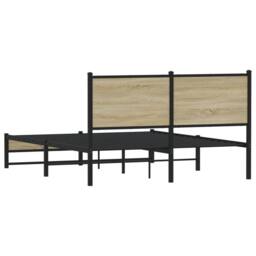 Berkfield Home Metal Bed Frame without Mattress Sonoma Oak 150x200 cm King Size in Light Brown - thumbnail 7