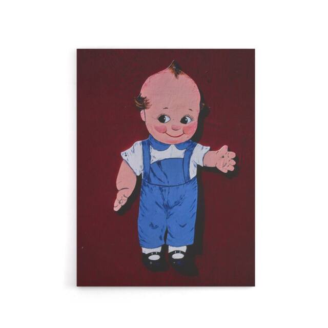 "Artery8 Retro Boy Kewpie Deer Acres Fun Park Margolies Canvas Wall Art Print in Red - Size: W12"" x H16""" - image 1