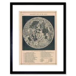 "Artery8 Map Illustrated Antique Telescopic Moon 12x16"" Framed Wall Art in Beige - Size: W12"" x H16""" - thumbnail 1