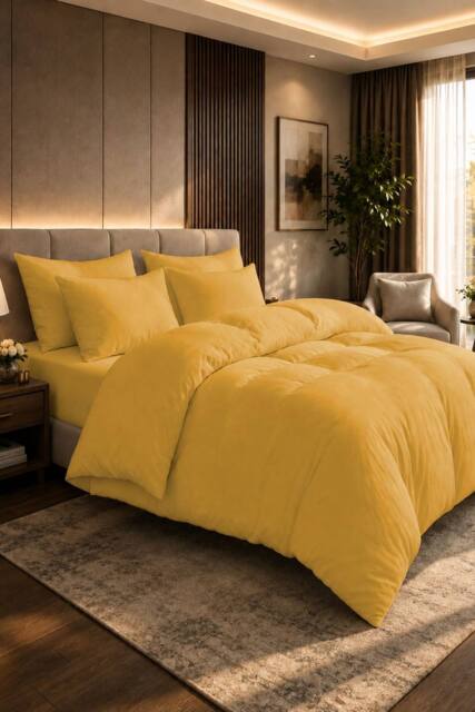 Grace 100% Egyptian Cotton Duvet Cover Set 400 TC with Zipper Closure in Yellow - Size: King - image 1