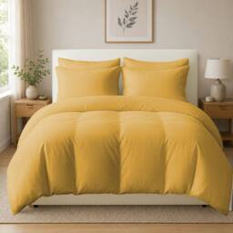 Grace 100% Egyptian Cotton Duvet Cover Set 400 TC with Zipper Closure in Yellow - Size: King - thumbnail 2