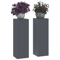 Berkfield Home Outdoor Plant Stands Pillar 2 pcs Anthracite 24x24x75 cm Steel - Size: 24 x 24 x 75 cm - thumbnail 3