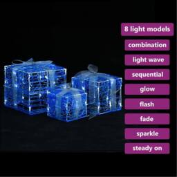 Berkfield Home Beautiful Decorative Acrylic Christmas Gift Boxes 3 pcs Cold White in Blue
