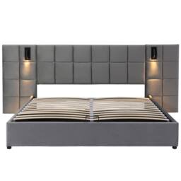 Matteo Super King Upholstered Bed Frame with Hydraulic Storage, Grey Velvet - thumbnail 9