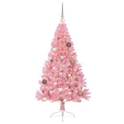 Berkfield Home Beautiful Artificial Pre-lit Christmas Tree with 150 LEDs Pink 15