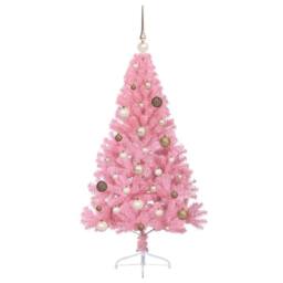 Berkfield Home Beautiful Artificial Pre-lit Christmas Tree with 150 LEDs Pink 15 - thumbnail 4