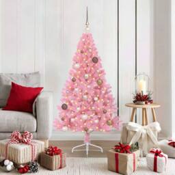 Berkfield Home Beautiful Artificial Pre-lit Christmas Tree with 150 LEDs Pink 15 - thumbnail 2
