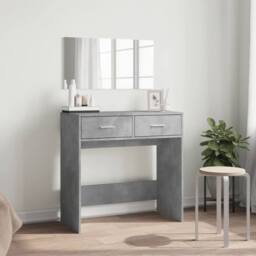 Berkfield Home Modern Dressing Table with Mirror Concrete Grey 80x39x80 cm - Size: 80 x 39 x 80 cm