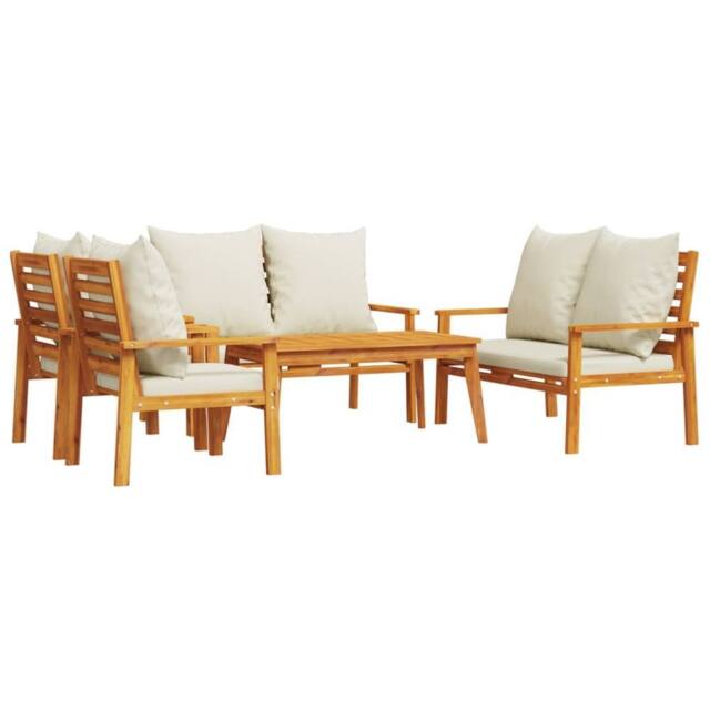 Berkfield Home 5 Piece Garden Lounge Set with Cushions Solid Wood Acacia in Brown - image 1